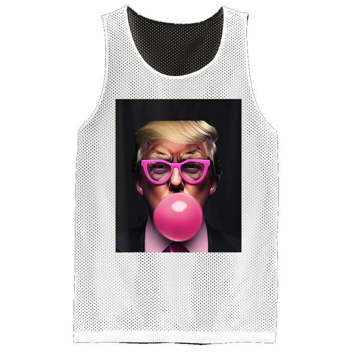 Donald Trump In Pink Blowing Bubble Gum Pro Trump 2024 Mesh Reversible Basketball Jersey Tank