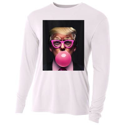 Donald Trump In Pink Blowing Bubble Gum Pro Trump 2024 Cooling Performance Long Sleeve Crew