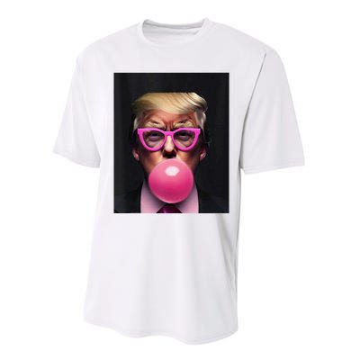 Donald Trump In Pink Blowing Bubble Gum Pro Trump 2024 Performance Sprint T-Shirt