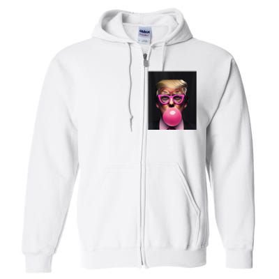 Donald Trump In Pink Blowing Bubble Gum Pro Trump 2024 Full Zip Hoodie