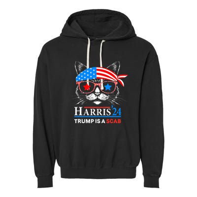 Donald Trump Is A Scab Vote Harris Valz Cat Lady Garment-Dyed Fleece Hoodie