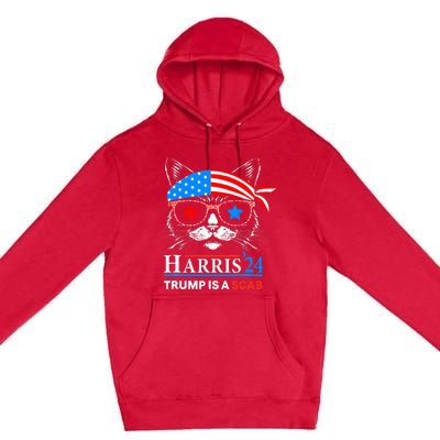 Donald Trump Is A Scab Vote Harris Valz Cat Lady Premium Pullover Hoodie