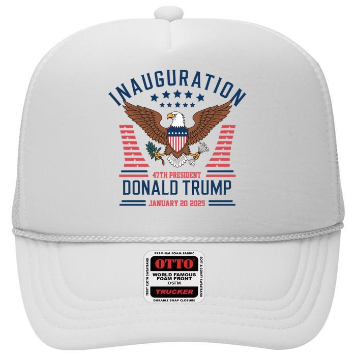 Donald Trump Inauguration 2025 47th President High Crown Mesh Back Trucker Hat