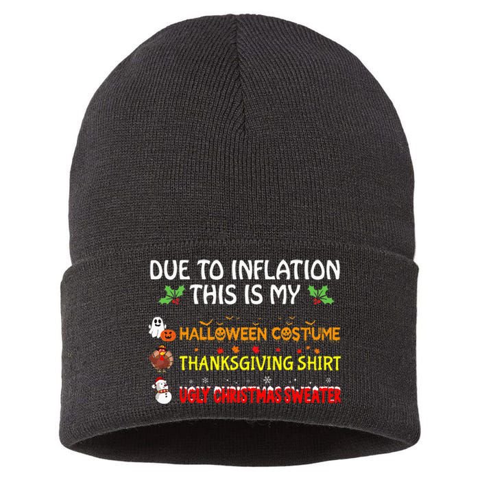 Due To Inflation This Is My Halloween Thanksgiving Christmas Sustainable Knit Beanie