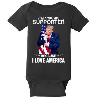 Donald Trump I’m A Trump Supporter Because I Love America Baby Bodysuit