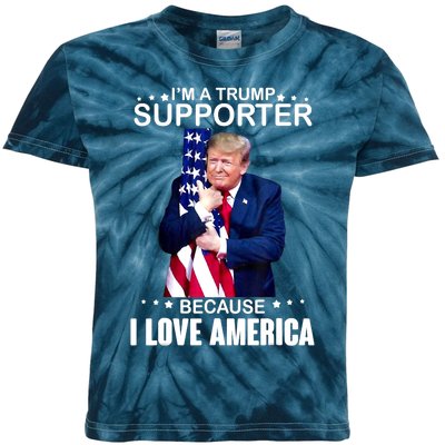 Donald Trump I’m A Trump Supporter Because I Love America Kids Tie-Dye T-Shirt