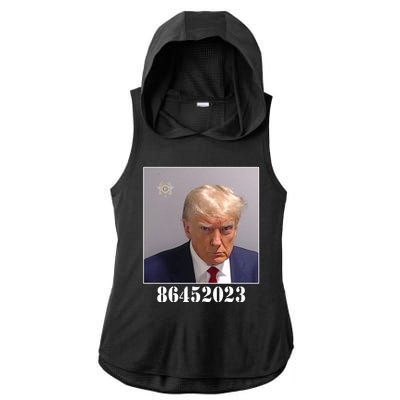 Donald Trump Inmate Mugshot Ladies PosiCharge Tri-Blend Wicking Draft Hoodie Tank