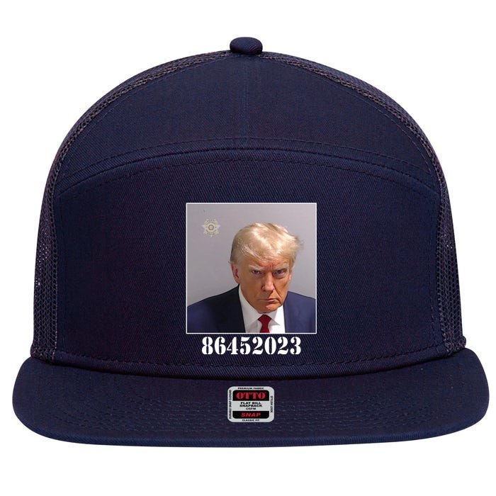 Donald Trump Inmate Mugshot 7 Panel Mesh Trucker Snapback Hat