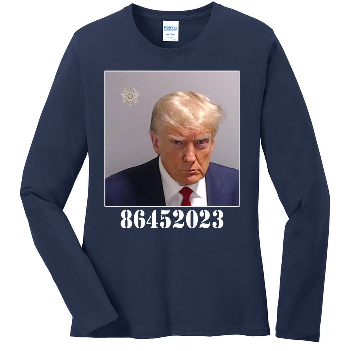 Donald Trump Inmate Mugshot Ladies Long Sleeve Shirt