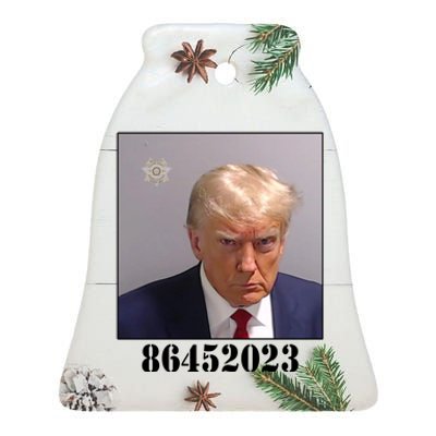 Donald Trump Inmate Mugshot Ceramic Bell Ornament