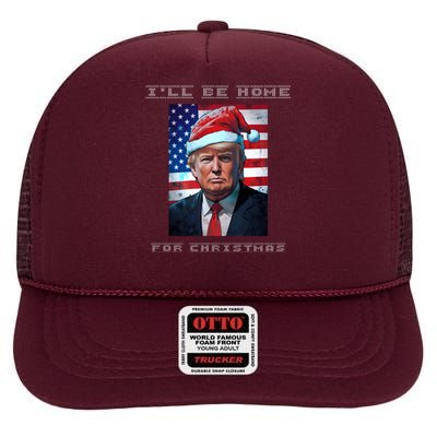 Donald Trump Ill Be Home For Christmas Inauguration High Crown Mesh Back Trucker Hat