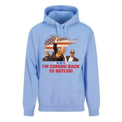 Donald Trump I’M Coming Back To Butler 2024 Unisex Surf Hoodie