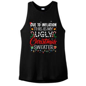 Due To Inflation Ugly Christmas Sweaters Funny Ladies PosiCharge Tri-Blend Wicking Tank