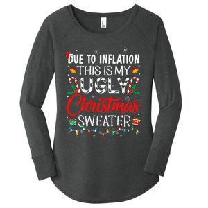 Due To Inflation Ugly Christmas Sweaters Funny Women's Perfect Tri Tunic Long Sleeve Shirt