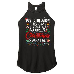 Due To Inflation Ugly Christmas Sweaters Funny Women's Perfect Tri Rocker Tank