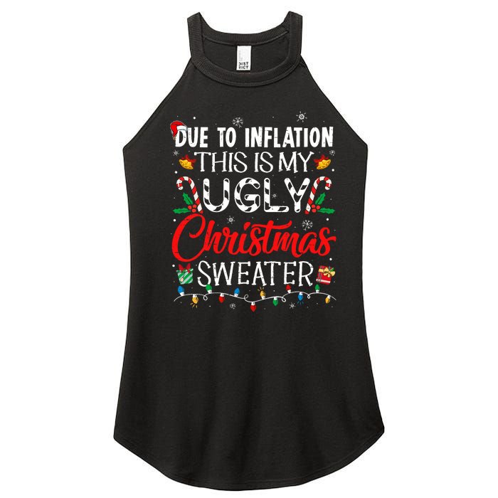 Due To Inflation Ugly Christmas Sweaters Funny Women's Perfect Tri Rocker Tank