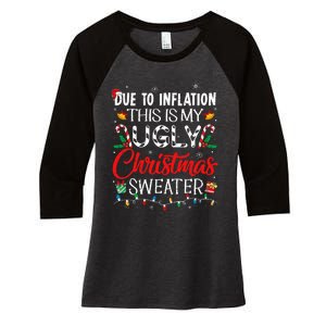 Due To Inflation Ugly Christmas Sweaters Funny Women's Tri-Blend 3/4-Sleeve Raglan Shirt