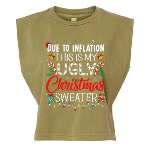 Due To Inflation Ugly Christmas Sweaters Funny Garment-Dyed Women's Muscle Tee