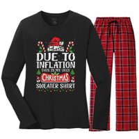 Due To Inflation Ugly Christmas Sweaters Funny Women Women's Long Sleeve Flannel Pajama Set 