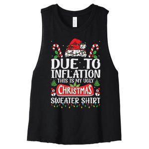 Due To Inflation Ugly Christmas Sweaters Funny Women Women's Racerback Cropped Tank