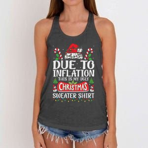 Due To Inflation Ugly Christmas Sweaters Funny Women Women's Knotted Racerback Tank