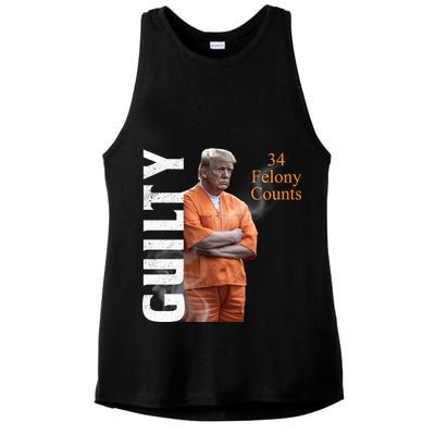 Donald Trump Is Guilty 34 Felony Counts Ladies PosiCharge Tri-Blend Wicking Tank
