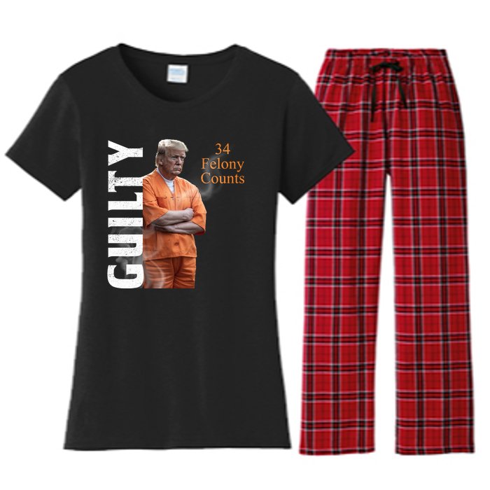 Donald Trump Is Guilty 34 Felony Counts Women's Flannel Pajama Set