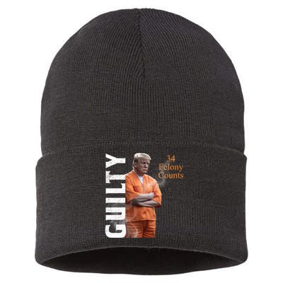 Donald Trump Is Guilty 34 Felony Counts Sustainable Knit Beanie