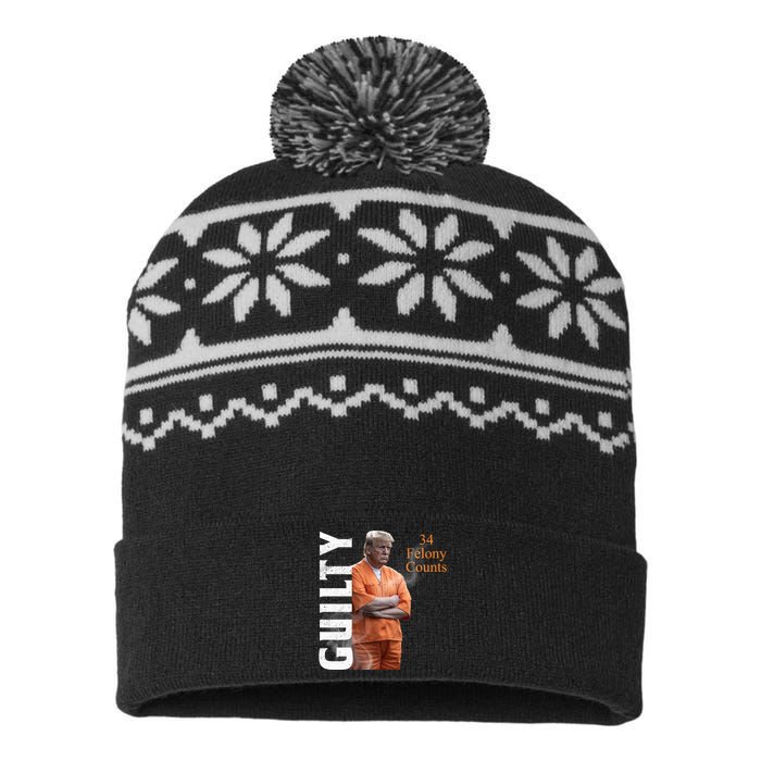 Donald Trump Is Guilty 34 Felony Counts USA-Made Snowflake Beanie