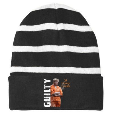 Donald Trump Is Guilty 34 Felony Counts Striped Beanie with Solid Band