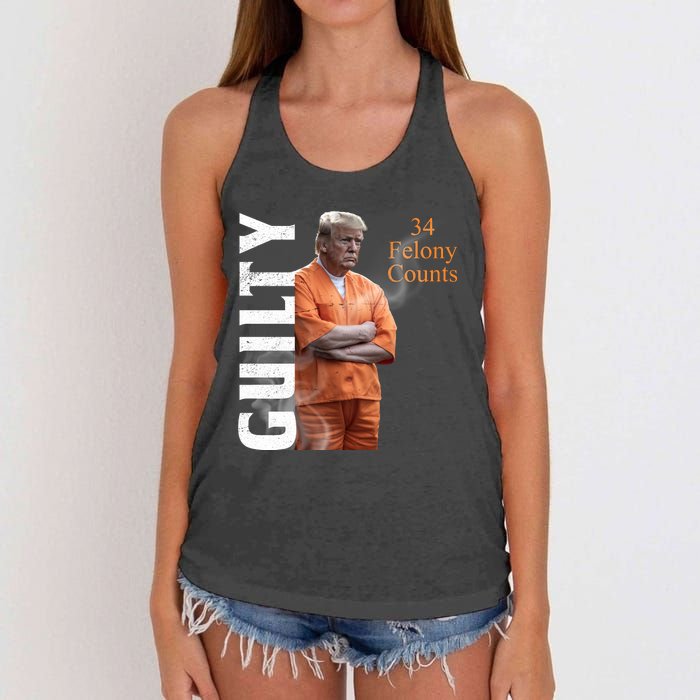 Donald Trump Is Guilty 34 Felony Counts Women's Knotted Racerback Tank