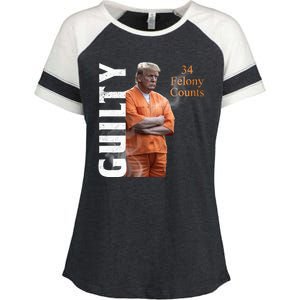 Donald Trump Is Guilty 34 Felony Counts Enza Ladies Jersey Colorblock Tee