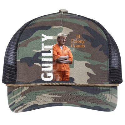 Donald Trump Is Guilty 34 Felony Counts Retro Rope Trucker Hat Cap