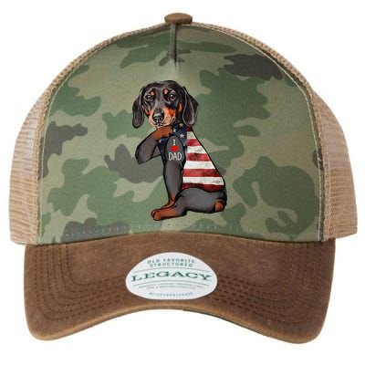Dachshund Tattoo I Love Dad Fathers Day Legacy Tie Dye Trucker Hat