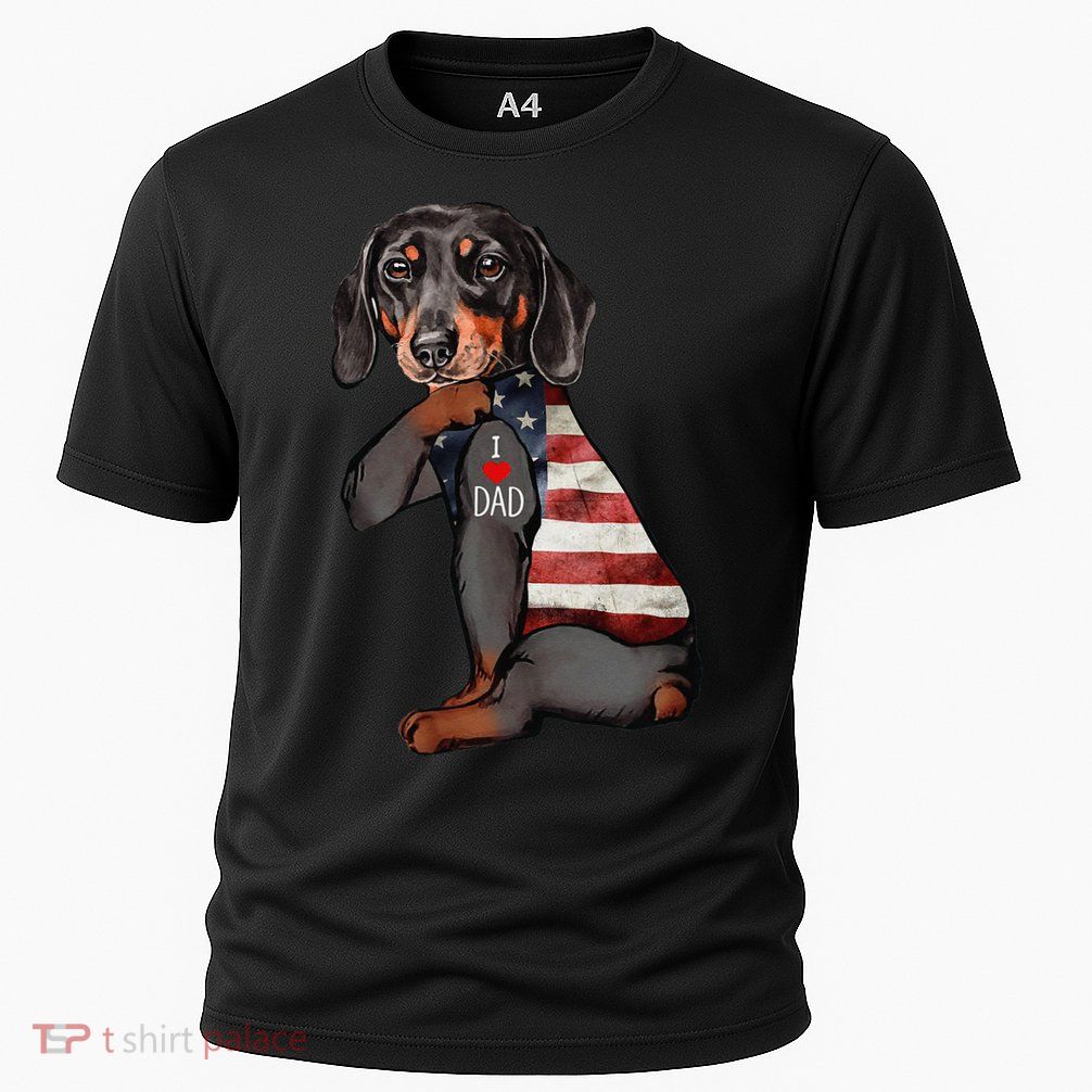 Dachshund Tattoo I Love Dad Fathers Day Performance Shirt