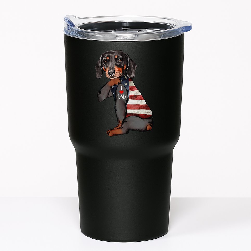 Dachshund Tattoo I Love Dad Fathers Day Tumbler