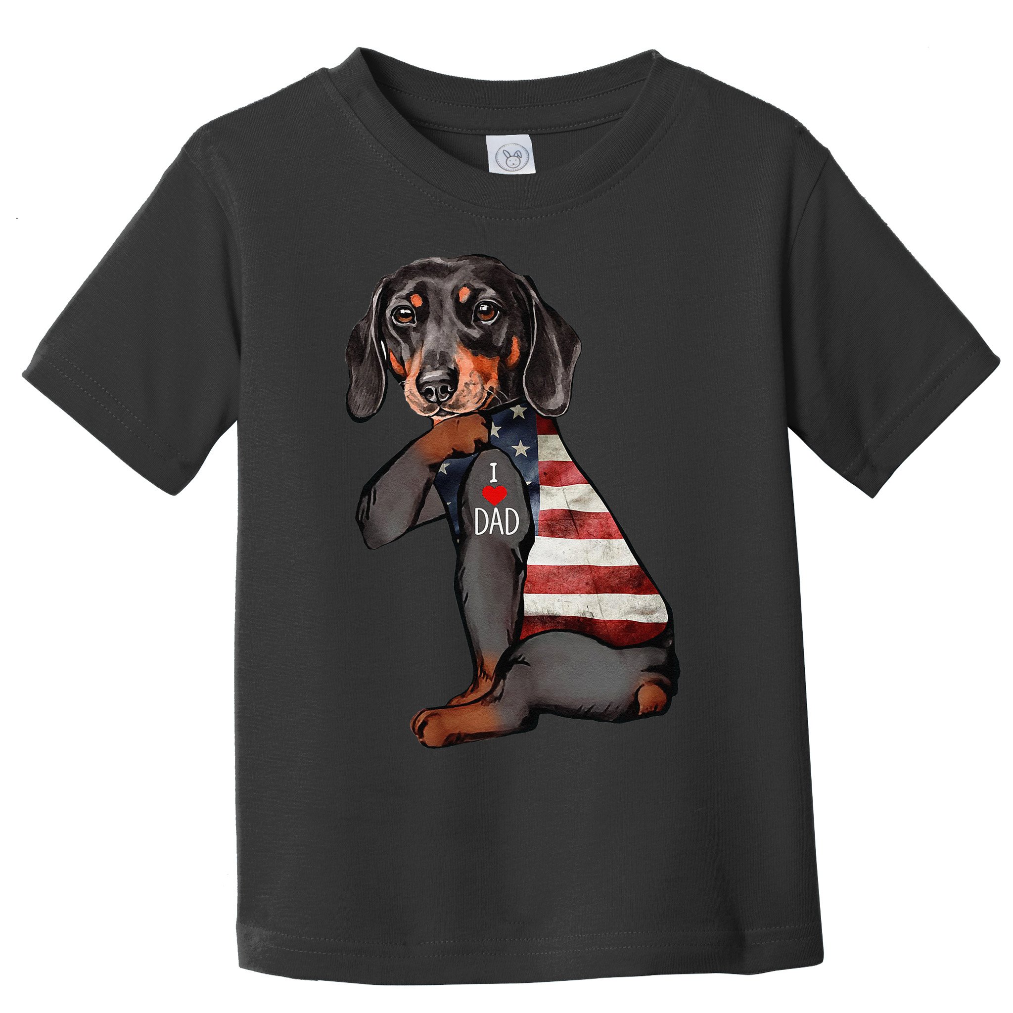 Dachshund Tattoo I Love Dad Fathers Day Toddler T-Shirt
