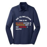 Due To Inflation This Is My Halloween Thanksgiving Christmas Silk Touch Performance Long Sleeve Polo