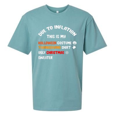 Due To Inflation This Is My Halloween Thanksgiving Christmas Sueded Cloud Jersey T-Shirt