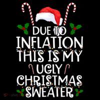 Due To Inflation This Is My Ugly Christmas Sweater Funny Stripe Pom Pom Beanie