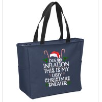 Due To Inflation This Is My Ugly Christmas Sweater Funny Zip Tote Bag