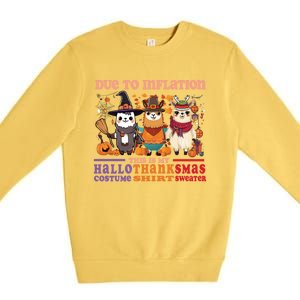 Due To Inflation Halloween Thanksgiving Ugly Christmas Llama Gift Premium Crewneck Sweatshirt