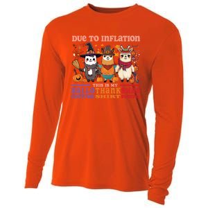 Due To Inflation Halloween Thanksgiving Ugly Christmas Llama Gift Cooling Performance Long Sleeve Crew