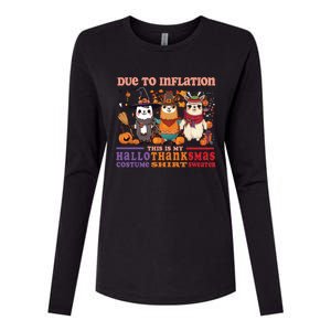 Due To Inflation Halloween Thanksgiving Ugly Christmas Llama Gift Womens Cotton Relaxed Long Sleeve T-Shirt