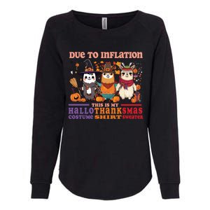 Due To Inflation Halloween Thanksgiving Ugly Christmas Llama Gift Womens California Wash Sweatshirt