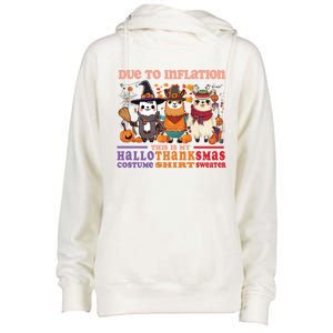 Due To Inflation Halloween Thanksgiving Ugly Christmas Llama Gift Womens Funnel Neck Pullover Hood