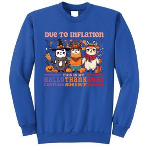 Due To Inflation Halloween Thanksgiving Ugly Christmas Llama Gift Sweatshirt