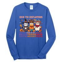 Due To Inflation Halloween Thanksgiving Ugly Christmas Llama Gift Tall Long Sleeve T-Shirt