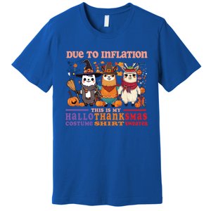 Due To Inflation Halloween Thanksgiving Ugly Christmas Llama Gift Premium T-Shirt