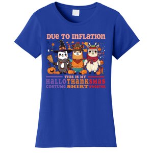 Due To Inflation Halloween Thanksgiving Ugly Christmas Llama Gift Women's T-Shirt